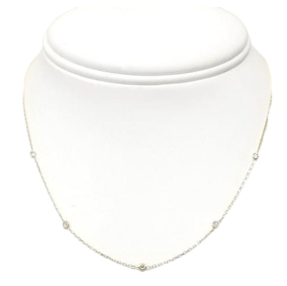 17.5" 925 Italy Gold overlay Necklace with 5 stones - Picture 4 of 13